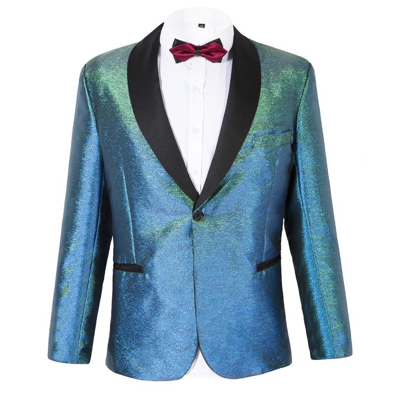 Мужской пиджак в винтажном стиле, пиджак, Блейзер, роскошные свадебные вечерние платья для диджея, певца, ночного клуба, Мужские приталенные блейзеры с отложным воротником, Veste Homme - Цвет: Shiny Blue