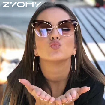 

Metal Fashion Glasses European Style Woman Multicolor Ocean Lenses Cat Eye Type Retro Personal Sunglasses UV400