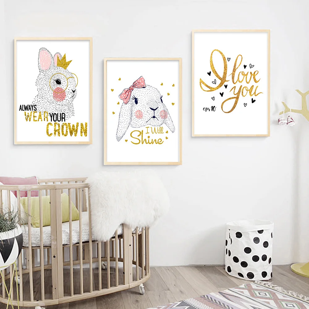 Kawaii Rabbit настенная Картина на холсте постеры и принты декоративная картина для