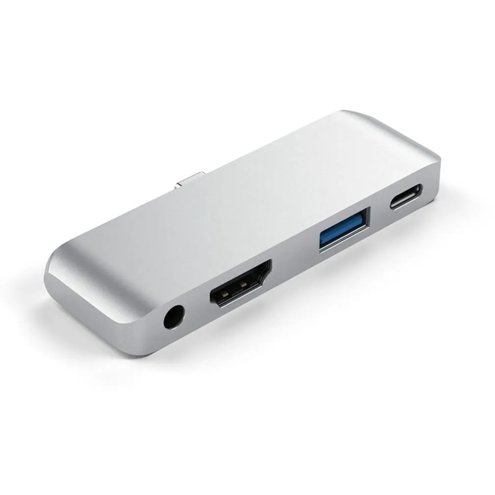 Usb type-C концентратор адаптер с USB-C PD Зарядка 4K HDMI USB 3,0 и 3,5 мм разъем для наушников-совместимость - Цвет: silver