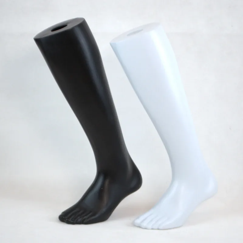 Men's Mid-leg Foot Model Plastic White Black Football Socks Mid-tube Socks Male Left Foot Model Long-leg Model Socks Model