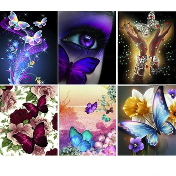 

Full 5D Diy Daimond Painting Butterflies 3D Diamond Painting Round/Square Flowers Rhinestones Diamant Painting Embroidery FG1556