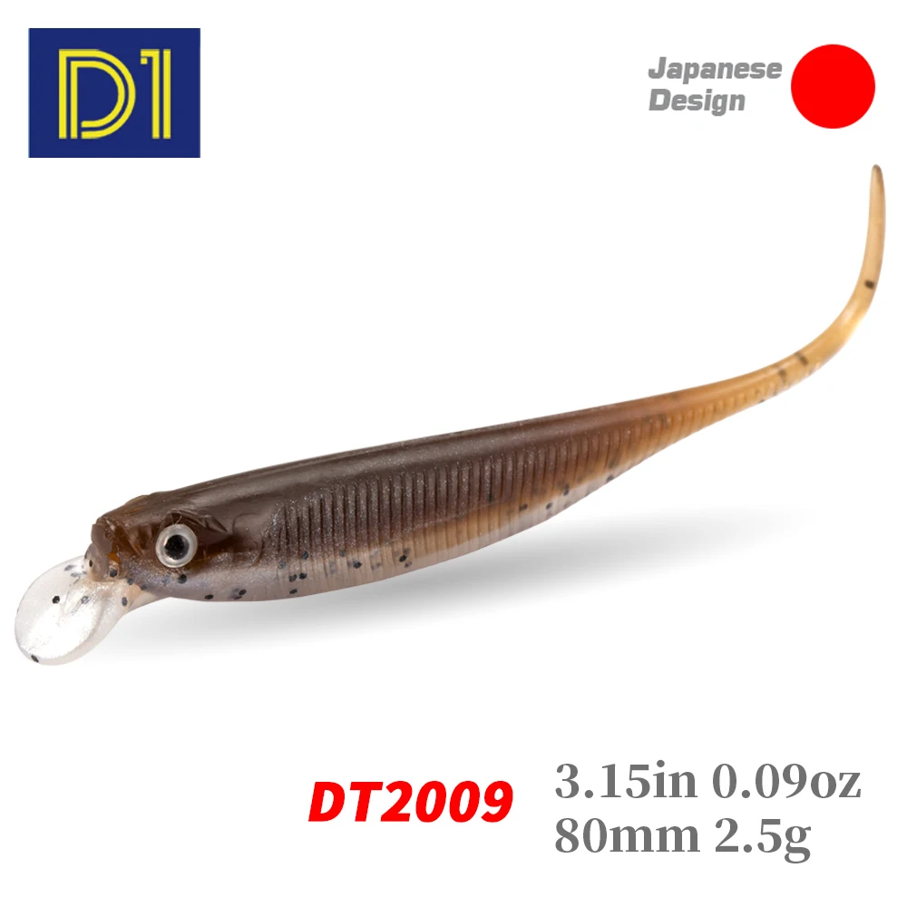 D1 Lure Soft Mold Artificial Bait Fish 80mm 2.5g Jig Head Rolling Minnow  Worm Lure Silicone Bait for Bass Fishing Swimbait