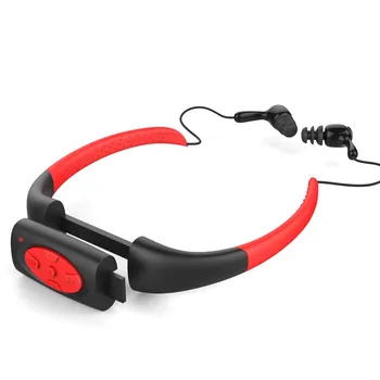 

Waterproof MP3 Music Player Media 4GB USB Underwater Red Neckband Swimming Sport Mp3 Player with FM Radio Stereo Audio Earphone