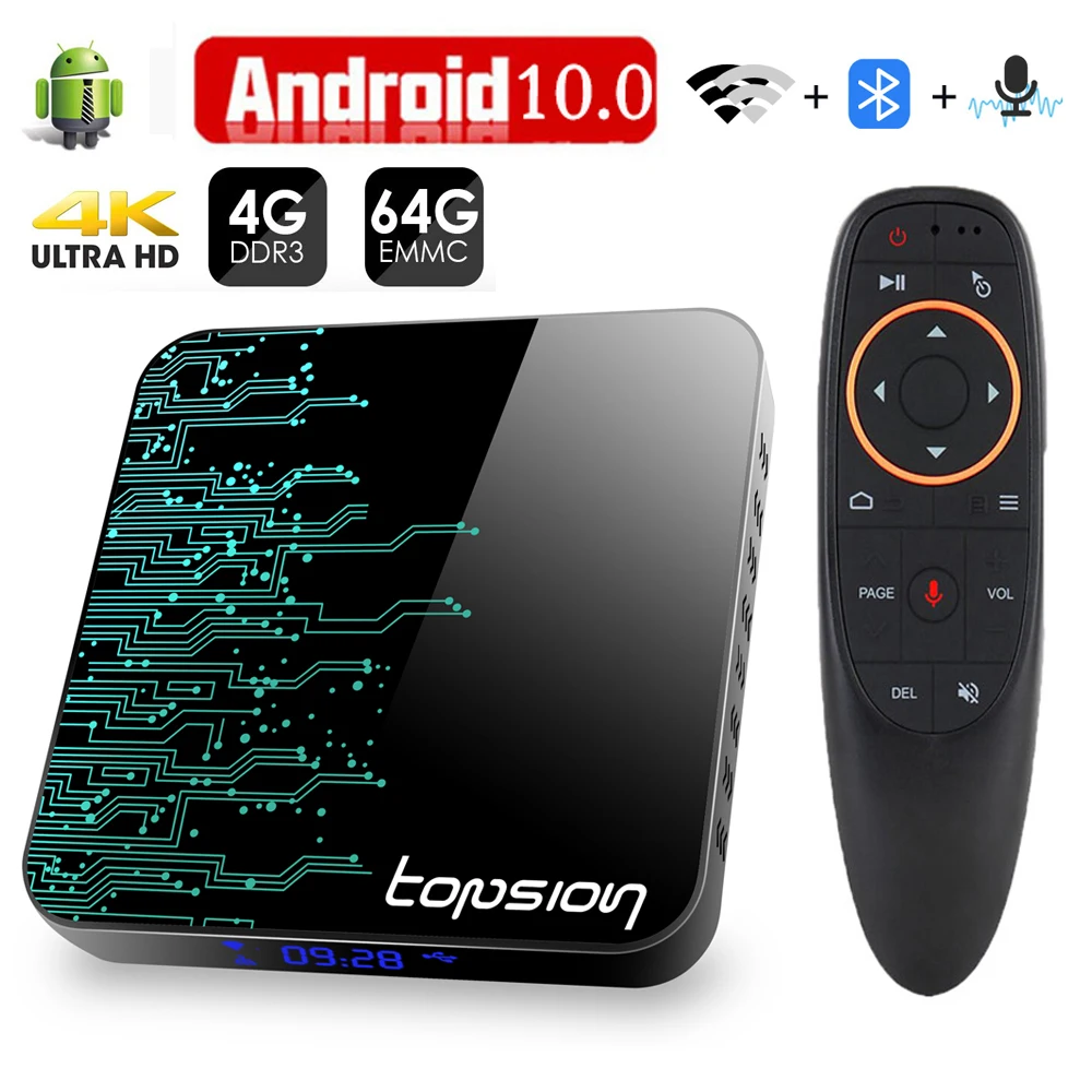 ТВ приставка Topsion TP01 для Smart TV Android 10 4 Гб 32 ГБ 64 4K H.265 медиаплеер с 3D видео 2 4G 5 ГГц Wi Fi