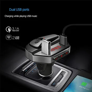 

Multifunctional V6Vehicle MP3 Bluetooth Player Vehicle Charged Wireless Bluetooth Headset FM Receiver Car accessories Ornament