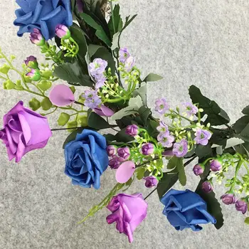 

Artificial Flowers Multicolor Rose Wreath Spring Wreath Outdoor for Front Door 67JB