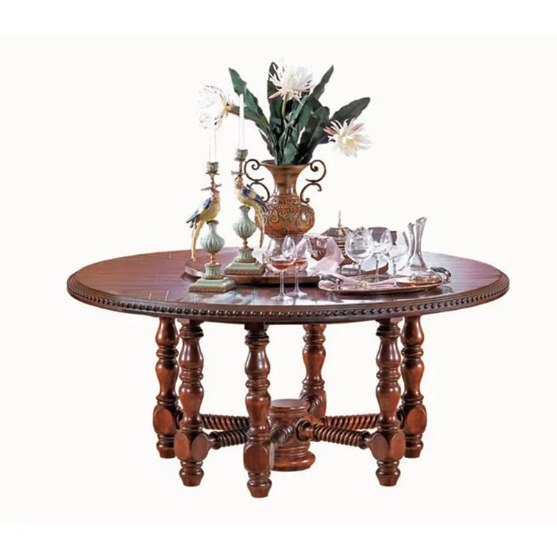 Dining Table 1.5m Американский стиль, круглый обеденный стол из цельного дерева, набор, деревянный шкаф GF62 - Цвет: Dining Table 1.5m