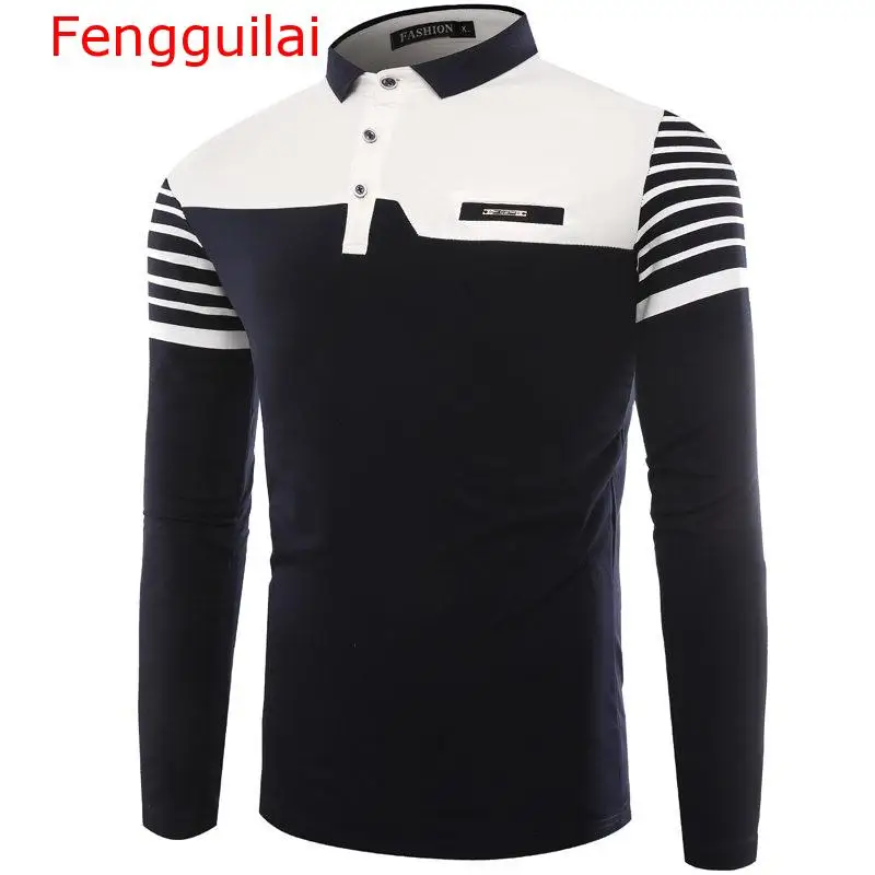 

Fengguilai Men Hombre Shirt Fashion Collar Shirts Long Sleeve Casual Camisetas Masculinas Plus Size M-XXXL Polos Sweatshirt