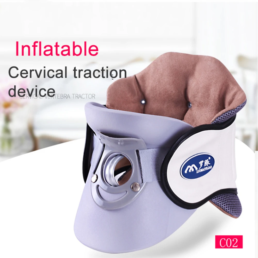 Cervical Traction Device Adult Inflatable Soft And Comfortable Fabric Big Breathable Hole Design Neck Correction Device