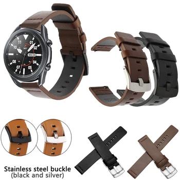 

22mm Calf Leather Watch band For Samsung galaxy watch 3 45/S3 Frontier Classic Quick installation For Xiaomi Haylou Solar LS05