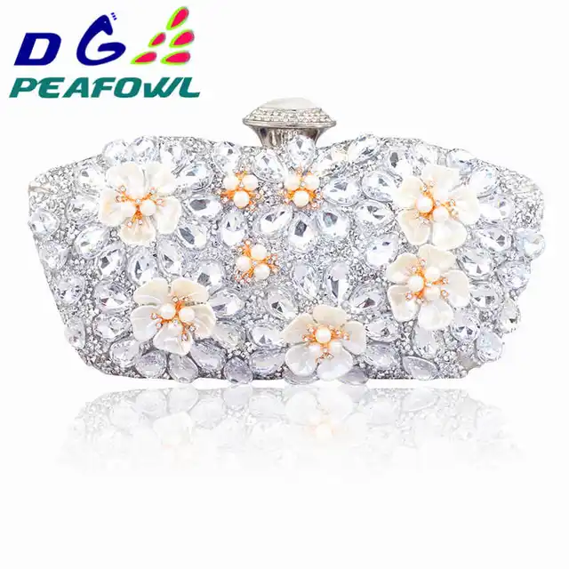 In Stock  New Vintage Women blue Beaded Evening Clutch Bags Ladies Box pearl Clutches Wedding Cocktail Party Handbags Purses 4