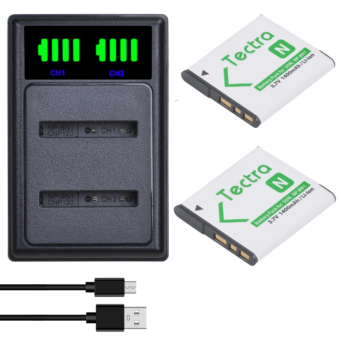 Batteria 2Pc1400Mah Np-Bn1 Np Bn1 Per Sony Cyber-Shot Dsc-Qx10 Dsc-Qx100 Dsc-T99 Dsc-T110 Dsc-Tf1 Dsc-Tx5 Tx7 Tx9 Dsc-Tx10 Fotocamera