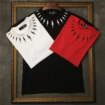 

DUYOU Lightning necklace Print T-shirts Fashion Summer Hip Hop Casual Streetwear Tshirts Men Harajuku Short Sleeve Tops Male