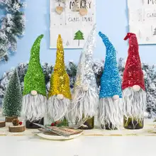 Рождественская бутылка вина сумки Обложка Вечерние Блестки шампанского украшения для дома рукав сумка Подарочная упаковка Рождественская Домашняя вечеринка настольные украшения