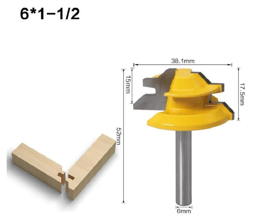 1 шт. 6 мм хвостовик 45 градусов маленький замок торцовочный деревообрабатывающий фреза/фрезерные инструменты/концевые фрезы
