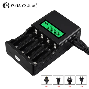 

PALO 4 slots Smart LCD AA AAA Battery Charger For AA AAA NiCd NiMh Rechargeable Battery 1.2V AA AAA Battery universal charger