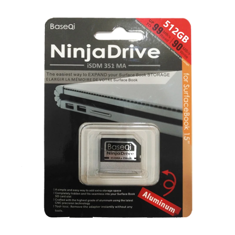 BaseQi NinjaDrive ˷̴ 512GB  ޸ ī SD ī, Microsoft Surface Book 13/15 