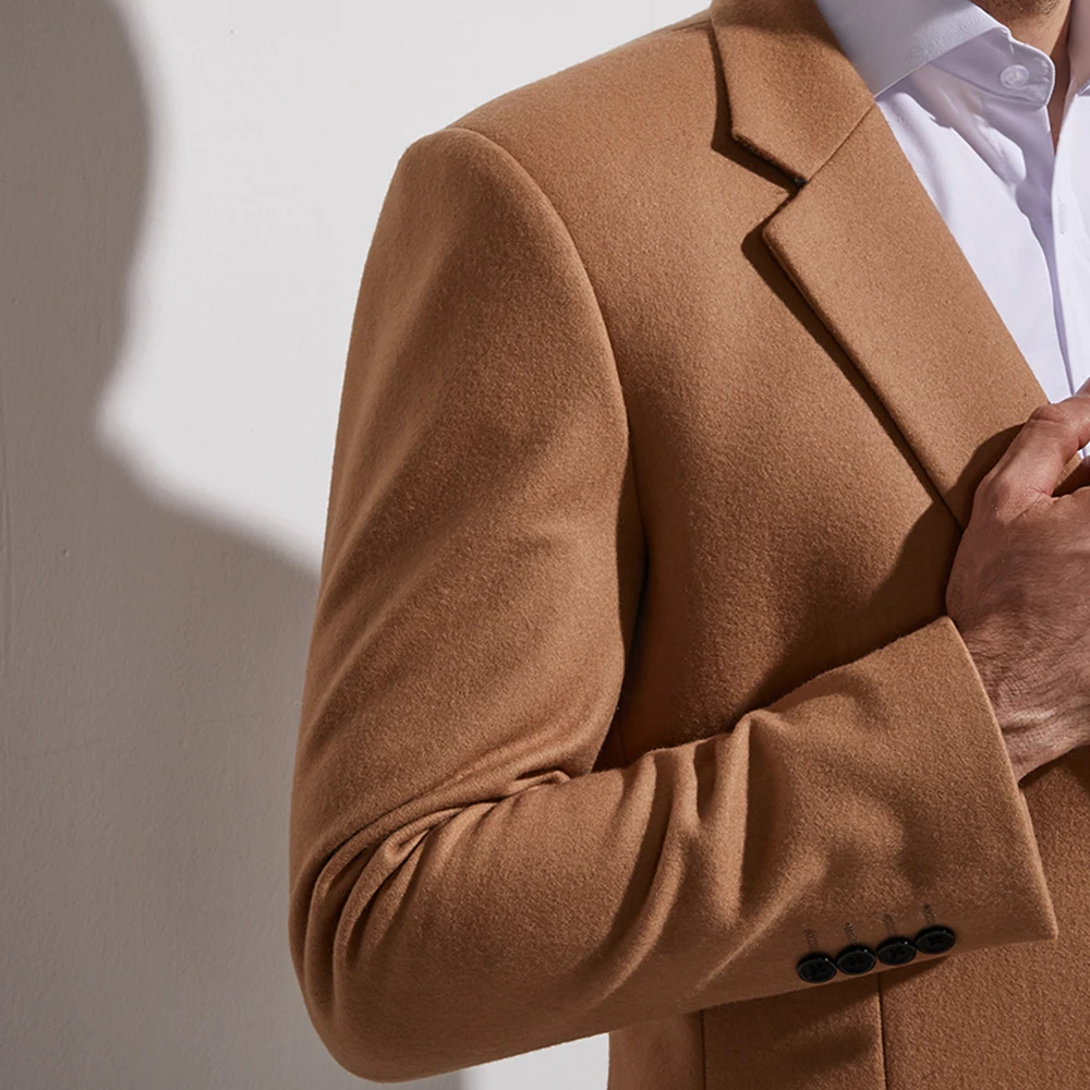 Manteaux Sur Mesure Tailor-Made Tweed Blazer Fashion Design Camel Jacket Custom Made Warm Tailored Slim Fashion Brown Blazer