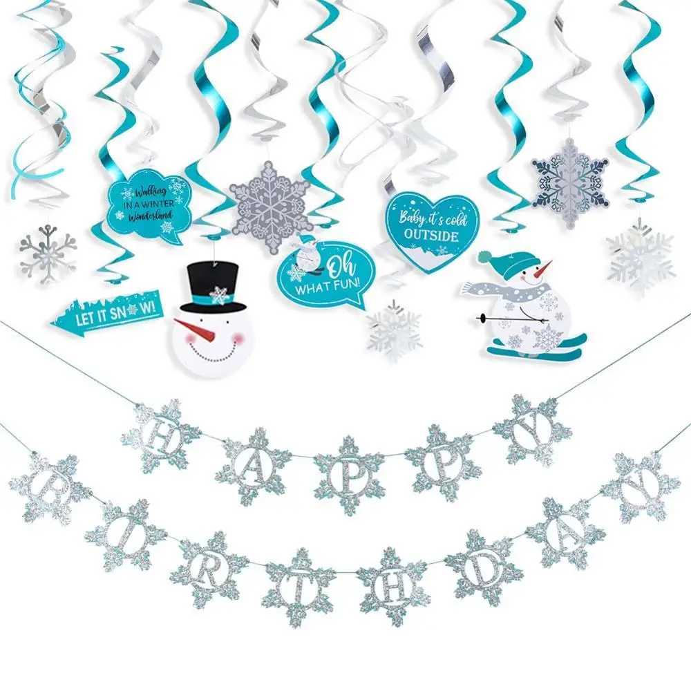 Let it Snow Party Decorations Lanterns Balloons Photo props Banner Winter Wonderland Snowflake Christmas Decor - Цвет: set 5