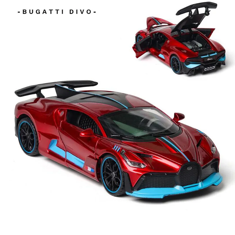 Metal Sports Car Model 1/32 Bugatti DIVO limited Super Sport Toy Car Alloy Diecast Sound Light Pull Back Collection Car 1 32 alloy car model jaguar i pace super sports car high simulation car toy car sound and light pull back childrens boys toy