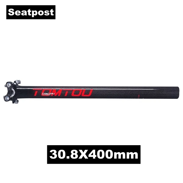 Seatpost 30.8X400mm Из карбонового волокна от tomtou дорожный велосипед вынос руля стойка сидения Велоспорт части дорожный велосипед падение баров наборы глянцевый красный-TS8T64 - Цвет: Seatpost 30.8X400mm