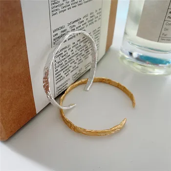 

RUIYI Real 925 Sterling Silver Irregular Niche Bracelet Female Minimalist Individuality Gold Bangle Women Luxury Fine Jewelry