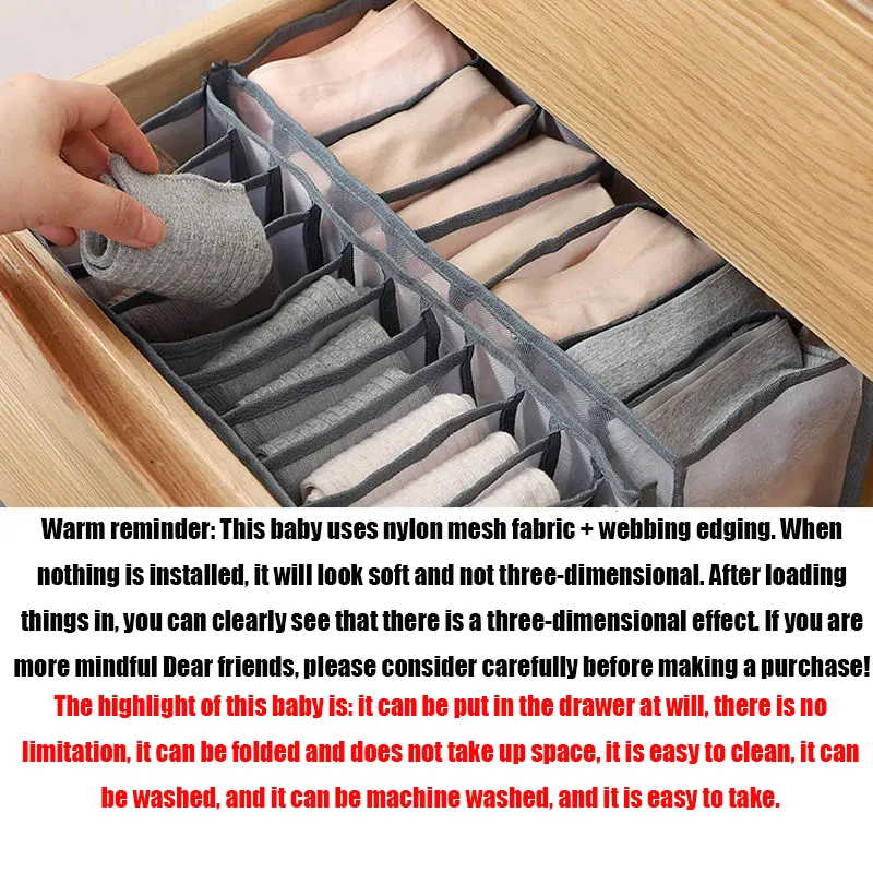 Underwear Storage Organizer for Clothes Separated Socks Shorts Bra Storage Boxs Dormitory Closet Organizer Drawer Washable
