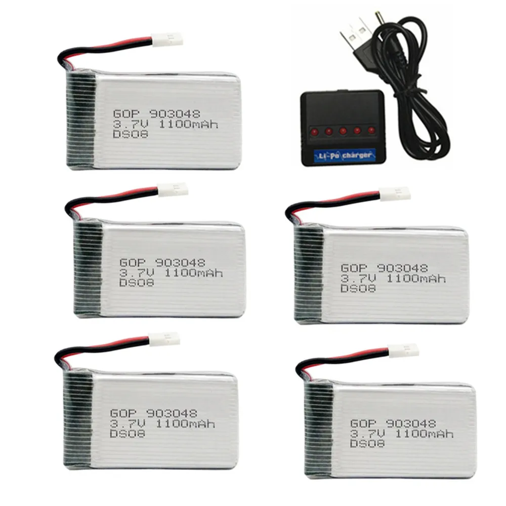 3,7 V 1100mAh 903048 Lipo аккумулятор для SYMA X5S X5C X5SC X5SW M18 H5P X5 HuanQi 859B 727 RC Дрон части li-po аккумулятор 3,7 v+ зарядное устройство - Цвет: Белый