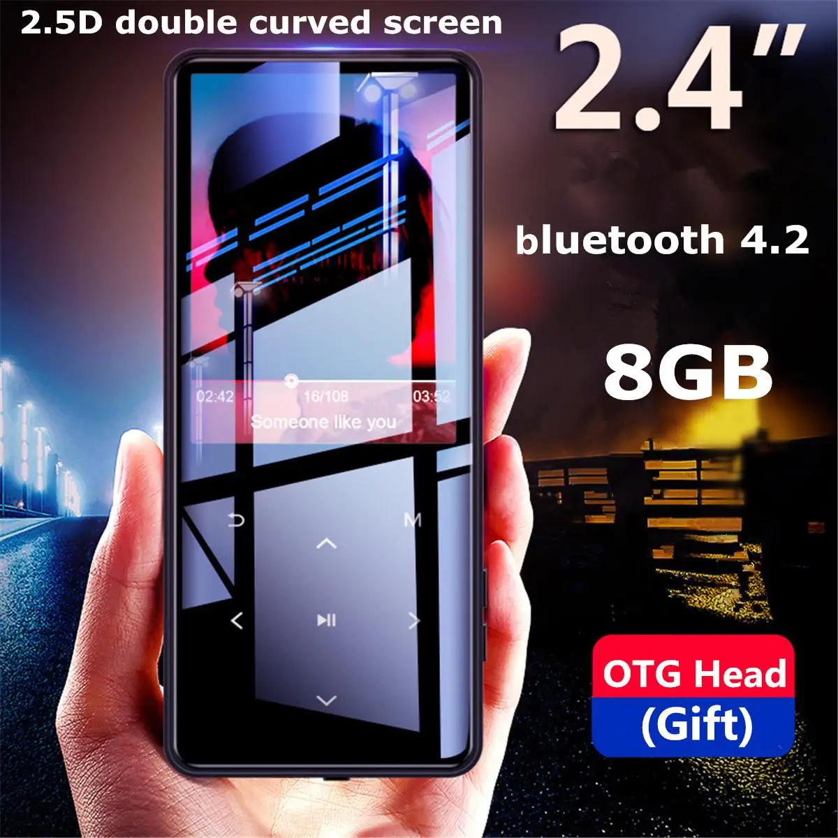 

MP3 Metal Original x12 Portable Sport Bluetooth MP3 Player 8GB Mini with 2.4 inch Screen Support FM,Recording,E-Book,Clock
