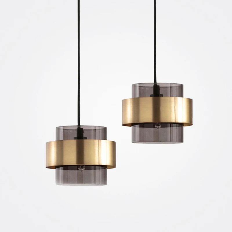 

Nordic Gold Cylindrical LED Pendant Lights Bedside Restaurant Bar Glass Pendant Lamp Modern Bedroom Decoration Lighting Fixtures