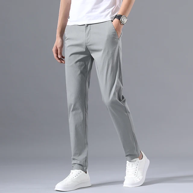 Brand Spring Summer Design Cotton Men's Casual Pants Slim Pant Straight Trousers Male Fashion Stretch Business Men Size 28-38 4