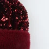 Winter Gebreide Mutsen Hoeden Vrouwen Luxe Bing Pailletten Beanie Skullies Vrouwelijke Bont Pompom Hoed Motorkap Beanie Caps 6