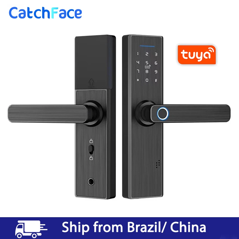 US $126.85 Brazil Warehouse Tuya Smart APP Fingerprint Door Lock RFID Card Digital Code Electronic Door Lock Home Security Mortise Lock