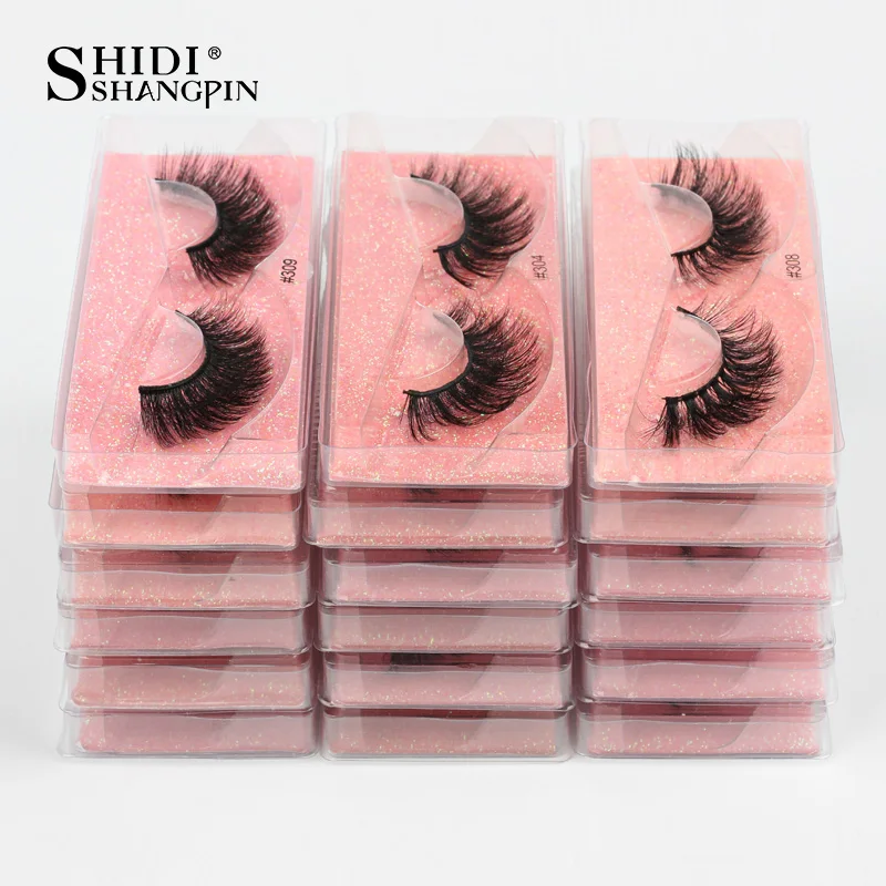 SHIDISHANGPIN False Eyelashes Mink 25 mm Fluffy Fake Eyelashes Bulk Natural Eye Lashes Mink Eyelash Package Wholesale box