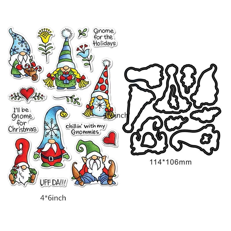 

Gnome For The Holidays Clear Stamps and Cutting Dies for DIY Paper Card Making Decorative Crafts Transparent Stamp 2019 new