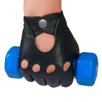 

Spring Men's Genuine Leather Gloves Driving 100% Sheepskin Half Fingerless Gloves High Quality Fitness Breathable Tactical Glove