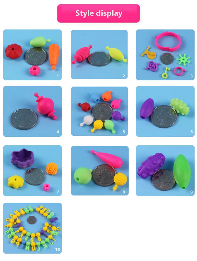 500 шт., набор игрушек своими руками для девочек с разноцветными бусинами в виде поп-кнопки, коробка для хранения, искусство, ремесла, одежда, браслет, ожерелье, ювелирная цепочка, игрушка для детского сада