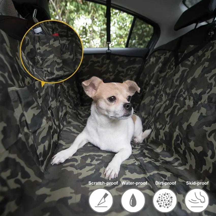 Dog Car Seat Cover Waterproof Pet Dogs Carrier Cars Rear Back Seat Mat Hammock Cushion With Pocket Pets Outdoor Travel Seat Mats