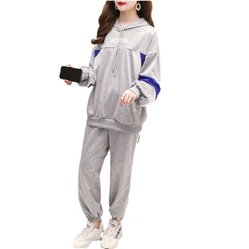 

2020 Spring Tracksuit Long Sleeve Hooded Sweatshirts 2 Piece Set Casual Sport Suit Women Tracksuit Set Cropped Pants Sports Suit