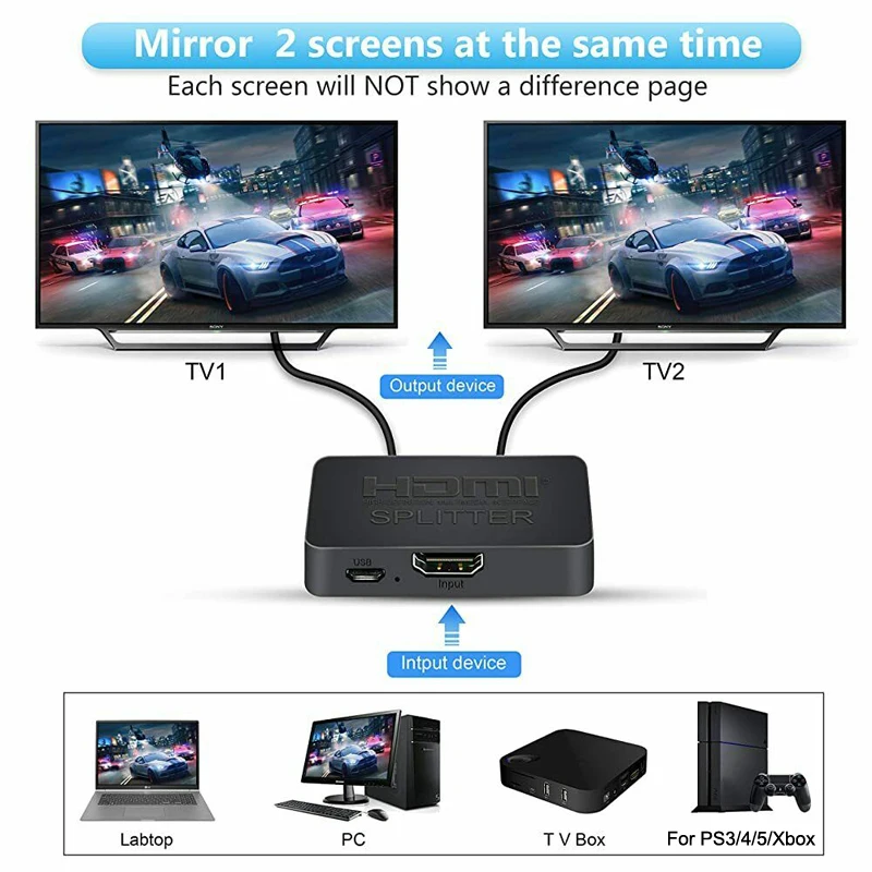 4K HDMI й Ǯ HD 1080p   ġ 1x2 й 1 2 ƿ DVD PS3 PS4 Xbox Ʈ PC TV  ÷