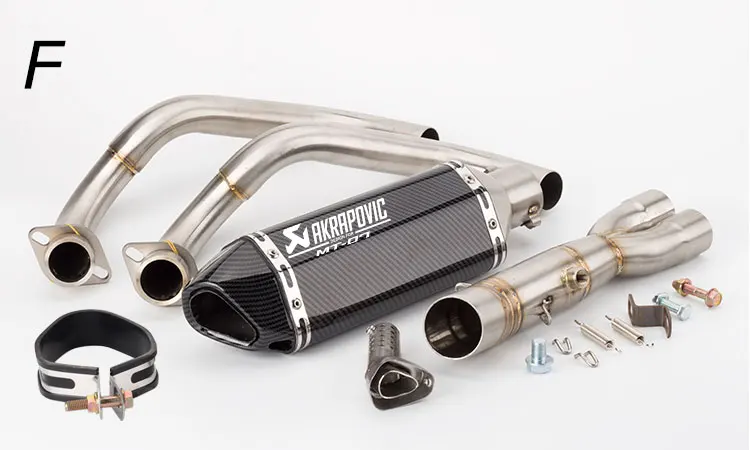 Moto rcycle Модифицированная выхлопная труба Akrapovic полная система с DB killer escape moto slip on для MT-07 FZ07-лет - Цвет: F