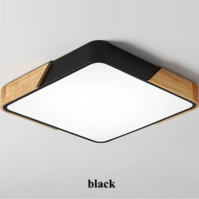 Nordic Square Oak Alloy Led Chandelier Lighting Living Room App Dimmable Led Ceiling Chandelier Lamp Bedroom Led Lights Fixtures - Цвет абажура: BLACK