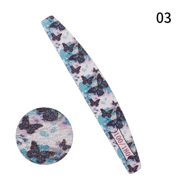Printed Half Moon Nail file 100/180 Sandpaper Nail File Sanding Gel Polishing files Professional nails manicure file