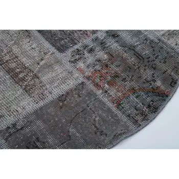 

153x153 Cm Grey Handmade Round Patchwork Rug-5x5 Ft