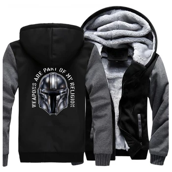 

The Mandalorian Hoodie Men Star Wars Jacket Winter Warm Fleece Weapons Are Part Of My Religion Hoodies Sweatshirt Thick Coat