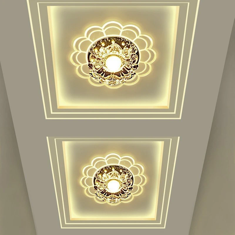 ceiling spotlights LukLoy Crystal Ceiling Downlight Modern Corridor LED Small Surfacef Mounted Down Light Balcony Embedded Spotlight Hall Spot Lamp spotlight ceiling light