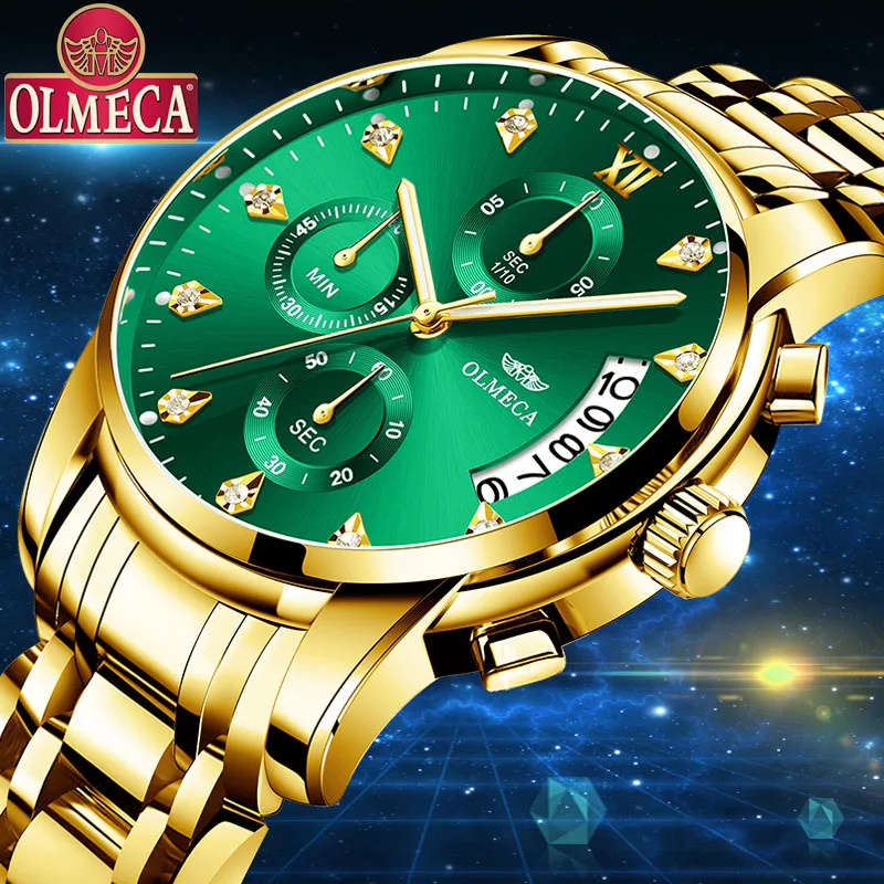 

Olmeca Diamond Multi-function Watch Non-Analog Watch Quartz Hot Selling Steel Belt Men Watch Network Red Watch Men's