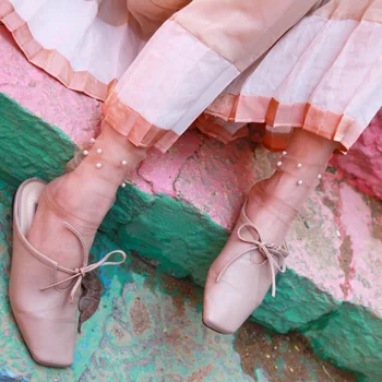 

New Pearl Lace Socks Women Fashion Mesh Ultra-thin Tulle Socks Woman Transparent Chiffon Long Socks Female calcetines Mujer