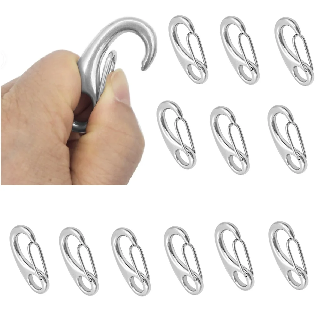12 Pieces Spring Snap Hook 2 inch 50mm, Boat Anchor Rigging Clips Stainless Steel 316 for Boats, Ship, Yacht, Sail (Silver)